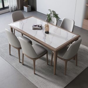 Bàn Ăn phong cách sang trọng đá phiến bàn ăn đơn giản hiện đại gỗ tần bì nhúng bàn ăn gia đình bàn ăn chữ nhật và ghế - Hình 2
