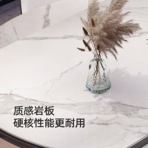 Bàn Ăn phong cách sang trọng đá phiến kết hợp bàn ăn gỗ cứng hiện đại đơn giản có thể thu vào vòng gấp gia đình bàn ăn chữ nhật và ghế - Hình 4
