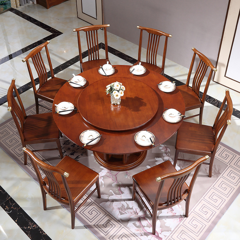 Bàn Ăn Phong cách Trung Quốc mới tất cả bàn ăn bằng gỗ nguyên khối và ghế kết hợp 8 người 10 người bàn tròn lớn bàn ăn tròn gia đình đơn giản với bàn xoay - Hình 3 Bàn Ăn Phong cách Trung Quốc mới tất cả bàn ăn bằng gỗ nguyên khối và ghế kết hợp 8 người 10 người bàn tròn lớn bàn ăn tròn gia đình đơn giản với bàn xoay - Hình 3
