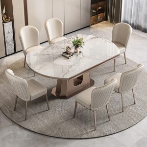 Bàn ăn phong cách Ý cổ đá phiến bàn ăn đẹp gia đình sang trọng gia đình đơn giản có thể thu vào bàn ăn tròn xoay và ghế