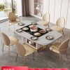 Bàn ăn sáng bằng đá phiến hình chữ nhật hộ gia đình nhỏ căn hộ nhỏ tích hợp bếp từ hiện đại sưởi ấm đèn bàn ăn sang trọng kết hợp ghế