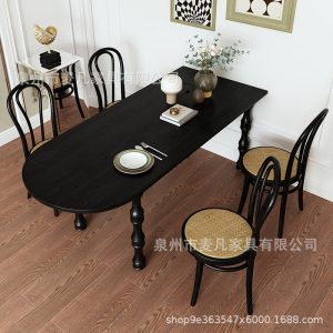 Bàn ăn sang trọng đẹp kiểu cổ điển Pháp tại nhà gia đình nhà thiết kế bàn làm việc sáng tạo hình bán nguyệt dựa vào tường bàn ăn - Hình 4