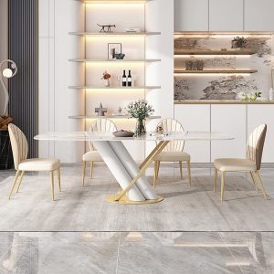 Bàn ăn sang trọng nhẹ cao cấp Bàn ăn đá phiến tối giản hiện đại nhà gia đình Ghế ăn tối giản kiểu Ý dành cho 6 người và 8 người