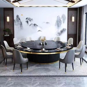 Bàn Ăn Sang trọng nhẹ đá phiến bàn tròn lớn 15 người 20 người câu lạc bộ khách sạn hộp tích hợp lẩu bàn đá phiến bàn ăn bàn tròn - Hình 3