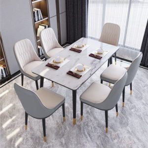 Bàn ăn sang trọng nhẹ nhà gia đình bàn ăn tối giản hiện đại kết hợp ghế 4 người 6 người bàn ăn hình chữ nhật bàn ăn