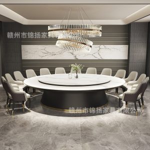 Bàn ăn Tấm đá bàn ăn điện câu lạc bộ khách sạn bàn tròn lớn biệt thự lớn hộp nhà hàng bàn ăn tròn 20 người 30 người - Hình 3