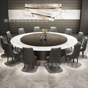 Bàn ăn Tấm đá bàn ăn điện câu lạc bộ khách sạn bàn tròn lớn biệt thự lớn hộp nhà hàng bàn ăn tròn 20 người 30 người - Hình 4