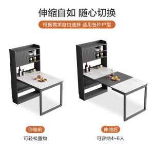 Bàn ăn Tấm đá kính thiên văn bàn ăn bên tủ một phòng ăn nhỏ tủ lưu trữ đơn giản hiện đại bàn cơm gấp đa chức năng - Hình 3