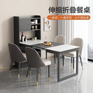 Bàn ăn Tấm đá kính thiên văn bàn ăn bên tủ một phòng ăn nhỏ tủ lưu trữ đơn giản hiện đại bàn cơm gấp đa chức năng - Hình 4