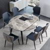 Bàn ăn tấm đá Ligetu đơn giản hộ gia đình nhỏ đa chức năng Bàn ăn gỗ rắn kiểu Bắc Âu Bàn tròn kính thiên văn có thể gập lại