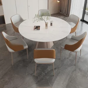 Bàn ăn Thiết Kế sang trọng Bàn Ăn Vintage Xoay Đá Thiêu Kết Công Nghiệp Đa Năng Bếp Tròn Juego De Comedor Nội Thất Gia Đình