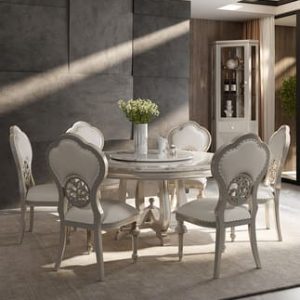 Bàn ăn tròn đá cẩm thạch , bàn xoay hiện đại, đơn giản, sang trọng. - Hình 2
