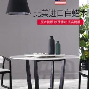 Bàn ăn tròn đá cẩm thạch, chân bàn gỗ. - Hình 2