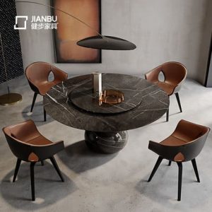Bàn ăn tròn đá cẩm thạch nhập khẩu.