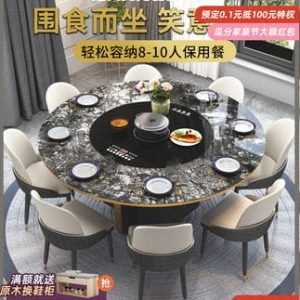 Bàn ăn tròn đá phiến nhập khẩu.
