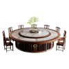 Bàn ăn tròn điện bằng đá phiến mới gỗ rắn của Trung Quốc Bàn ăn tròn lớn khách sạn Hộp 3M bếp từ Bàn ăn bằng gỗ