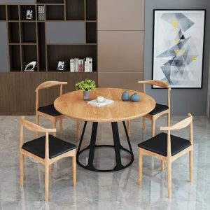 Bàn ăn tròn gỗ đặc phòng nhỏ bình thường quán cà phê Bàn tròn Gác xép Mỹ công nghiệp gió sắt nghệ thuật đàm phán đơn giản Bàn ghế - Hình 3