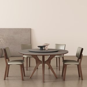 Bàn ăn tròn gỗ nguyên khối gia đình gia đình hiện đại tối giản ánh sáng sang trọng phiến đá cẩm thạch bàn ăn bàn tròn bàn xoay