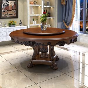 Bàn ăn tròn kiểu Mỹ bàn ăn nhà 1,8 mét - Hình 4