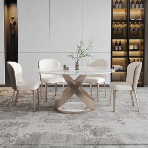 Bàn ăn tròn mặt đá sang trọng nhẹ hiện đại bàn ăn tròn cao cấp hộ gia đình 6 người 8 người bàn xoay biệt thự bàn ăn tròn lớn - Hình 3