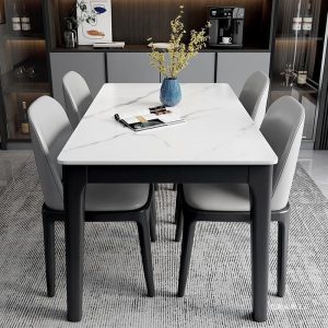 Bàn ăn và ghế đá kiểu Bắc Âu kết hợp bàn ăn hình chữ nhật bằng gỗ óc chó tối giản hiện đại cho 4 người 6 bàn ăn bàn ăn cho gia đình - Hình 3