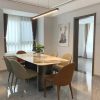 Bàn ăn và ghế đá phiến tối giản của Ý kết hợp bàn ăn hình chữ nhật sang trọng lớn và nhỏ hộ gia đình