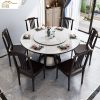 Bàn ăn và ghế kiểu Trung Quốc mới kết hợp Zen light khách sạn gia đình sang trọng Bàn ăn gỗ nguyên khối Bàn tròn lớn 10 người có bàn xoay