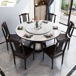 Bàn ăn và ghế kiểu Trung Quốc mới kết hợp Zen light khách sạn gia đình sang trọng Bàn ăn gỗ nguyên khối Bàn tròn lớn 10 người có bàn xoay