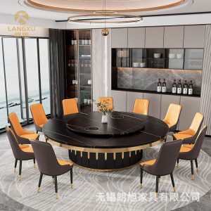 Bàn ăn xoay điện bàn tròn lớn nhà hàng khách sạn doanh nhân bàn xoay nghệ thuật 15 người 20 người - Hình 2