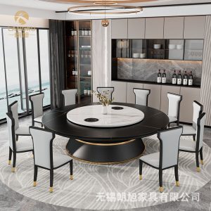 Bàn ăn xoay điện bàn tròn lớn nhà hàng khách sạn doanh nhân bàn xoay nghệ thuật 15 người 20 người - Hình 3