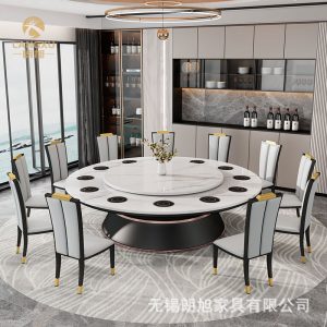 Bàn ăn xoay điện bàn tròn lớn nhà hàng khách sạn doanh nhân bàn xoay nghệ thuật 15 người 20 người - Hình 4