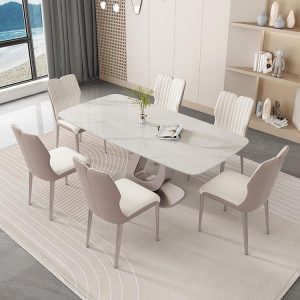 Bàn Ăn Ý sang trọng ánh sáng phiến đá bàn ăn hiện đại tối giản sáng tạo thiết kế hình chữ nhật kết hợp bàn ăn và ghế - Hình 2
