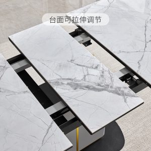 Bàn ăn Zhihuashi đẹp hiện đại sang trọng sang trọng có thể thu vào phiến đá bàn ăn và ghế bàn ăn hộ gia đình cỡ nhỏ PT048 - Hình 3
