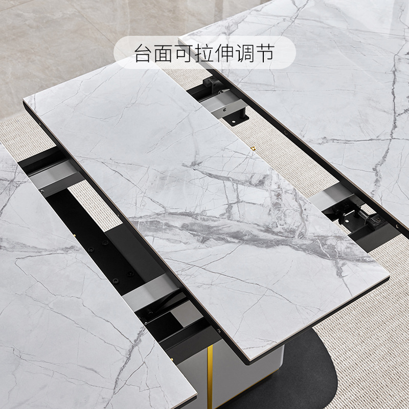 Bàn ăn Zhihuashi đẹp hiện đại sang trọng sang trọng có thể thu vào phiến đá bàn ăn và ghế bàn ăn hộ gia đình cỡ nhỏ PT048 - Hình 3 Bàn ăn Zhihuashi đẹp hiện đại sang trọng sang trọng có thể thu vào phiến đá bàn ăn và ghế bàn ăn hộ gia đình cỡ nhỏ PT048 - Hình 3