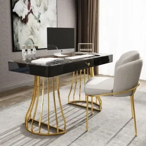Bàn Bán buôn Nội thất văn phòng thời trang giá rẻ Ánh sáng Bàn ghế văn phòng sang trọng Bộ Bàn viết kim loại Bàn máy tính kính - Hình 2