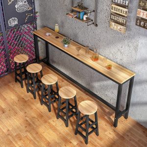 Bàn bar Bàn gia đình đơn giản dựa vào tường thương mại Bàn hẹp Bàn dài quán trà sữa Bàn ghế ghế cao - Hình 2