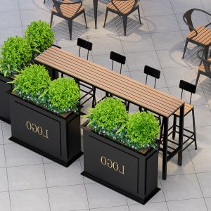Bàn bar ngoài trời đặc biệt quán trà sữa quán cafe ngoài trời sắt mỹ thuật cao chân dài ban công Bàn ghế gỗ nhựa chống ăn mòn - Hình 3