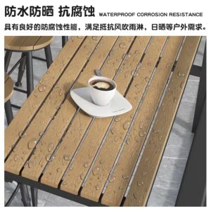 Bàn bar ngoài trời đặc biệt quán trà sữa quán cafe ngoài trời sắt mỹ thuật cao chân dài ban công Bàn ghế gỗ nhựa chống ăn mòn - Hình 4