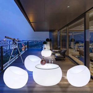 Bàn bar phát sáng Bàn cà phê ban công Bàn ghế nhỏ hoạt động ngoài trời sân lưới đỏ sáng tạo sạc một Bàn và hai ghế nội thất - Hình 2