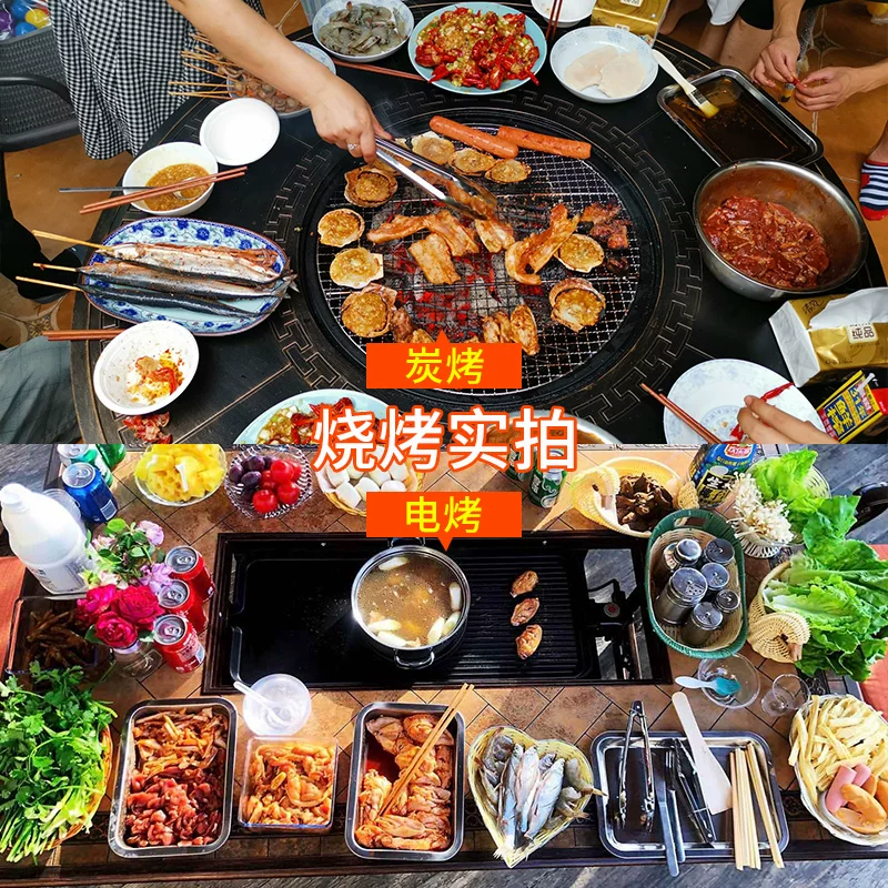 Bàn BBQ Gia Đình Nướng Điện Than Tấm Lửa Sân Vườn Giải Trí Bàn Ăn BBQ Ngoài Trời Bàn Ghế Nhôm Đúc - Hình 2 Bàn BBQ Gia Đình Nướng Điện Than Tấm Lửa Sân Vườn Giải Trí Bàn Ăn BBQ Ngoài Trời Bàn Ghế Nhôm Đúc - Hình 2