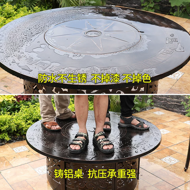 Bàn BBQ Gia Đình Nướng Điện Than Tấm Lửa Sân Vườn Giải Trí Bàn Ăn BBQ Ngoài Trời Bàn Ghế Nhôm Đúc - Hình 4 Bàn BBQ Gia Đình Nướng Điện Than Tấm Lửa Sân Vườn Giải Trí Bàn Ăn BBQ Ngoài Trời Bàn Ghế Nhôm Đúc - Hình 4