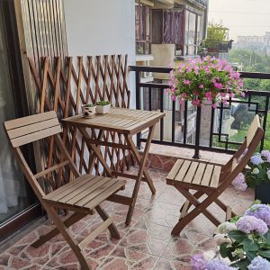 Bán buôn Bộ bàn ghế gấp ngoài trời gỗ nguyên khối Bàn ban công giải trí phòng nhỏ Bàn cà phê nhỏ Bàn vuông Bàn ăn đôi phức hợp