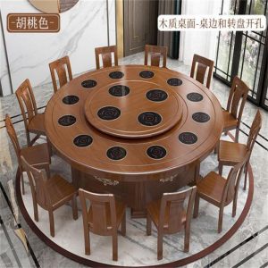 Bán buôn khách sạn kiểu Trung Quốc mới bàn ăn điện nhà hàng hiện đại nhà hàng gỗ tự động xoay bàn tròn lớn 20 người boutique