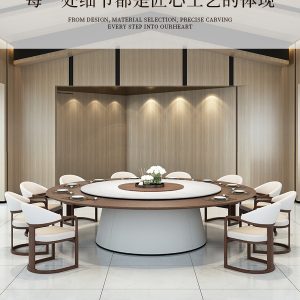 Bán buôn mới phong cách Trung Quốc bàn ăn khách sạn bàn tròn lớn bàn ăn gỗ rắn câu lạc bộ bàn xoay điện đá tấm 20 người 15 hộp lửa - Hình 4