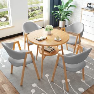 Bán buôn quán cà phê một Bàn bốn ghế tiếp tân gặp khách đàm phán Bàn ghế văn phòng Bàn tròn nhỏ giả gỗ nguyên khối giản dị - Hình 2