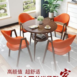 Bán buôn quán cà phê một Bàn bốn ghế tiếp tân gặp khách đàm phán Bàn ghế văn phòng Bàn tròn nhỏ giả gỗ nguyên khối giản dị