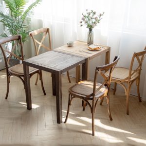 Bán buôn rắn gỗ du Bàn vuông nhỏ log Bàn ăn hiện đại hình vuông giải trí Bàn ghế nhà - Hình 4