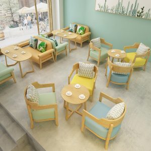 Bán buôn trực tiếp tại nhà máy Khu vực đàm phán bằng gỗ nguyên khối đơn giản hiện đại Quán trà sữa Bàn ghế cafe ghế sofa