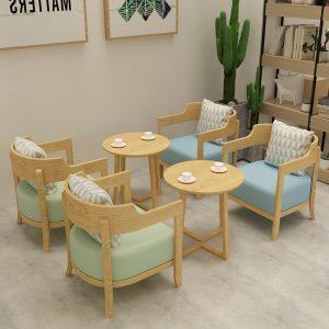 Bán buôn trực tiếp tại nhà máy Khu vực đàm phán bằng gỗ nguyên khối đơn giản hiện đại Quán trà sữa Bàn ghế cafe ghế sofa - Hình 4