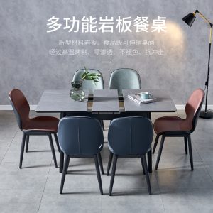 Bán buôn Ý tấm đá kết hợp bàn ăn kính và ghế gia đình hộ gia đình gấp bàn ăn tối giản hiện đại bàn ăn sang trọng ánh sáng - Hình 2